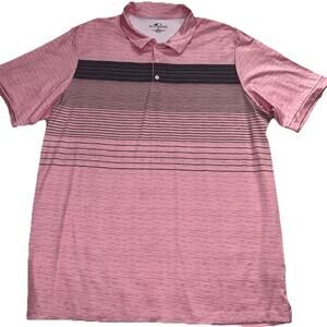Iron Eagle Polo Shirt Mens Size 1XLT Tall Pink Gray Striped Athletic Golf Casual